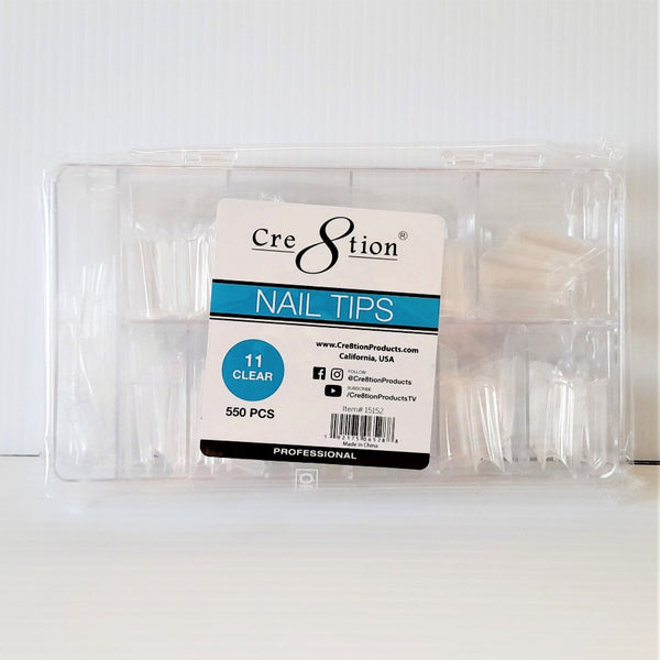 Cre8tion Special Shape Nail Tips 550 pcs/box  - Clear Long Straight