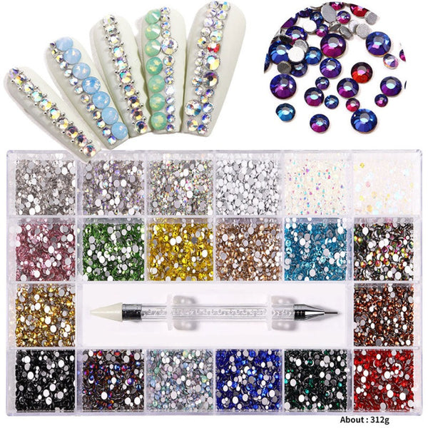 15 Grids Transparent Rhinestones Box - Cllam Supply